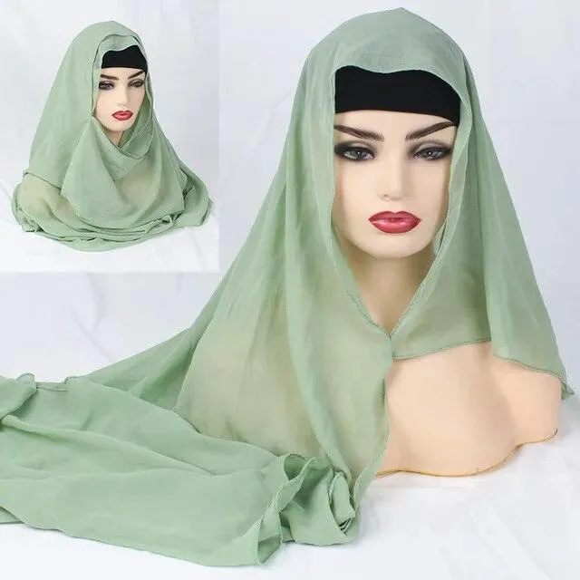 Plain Chiffon Instant Hijab Scarf  for Women