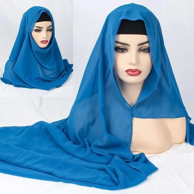 Plain Chiffon Instant Hijab Scarf  for Women