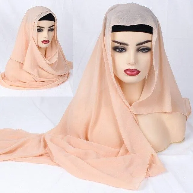 Plain Chiffon Instant Hijab Scarf  for Women