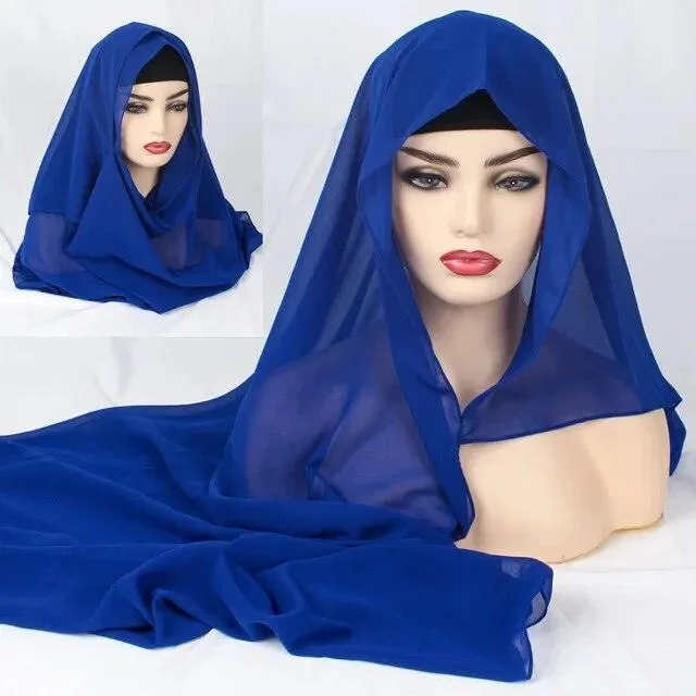 Plain Chiffon Instant Hijab Scarf  for Women