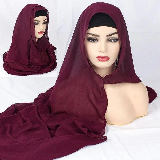 Plain Chiffon Instant Hijab Scarf  for Women