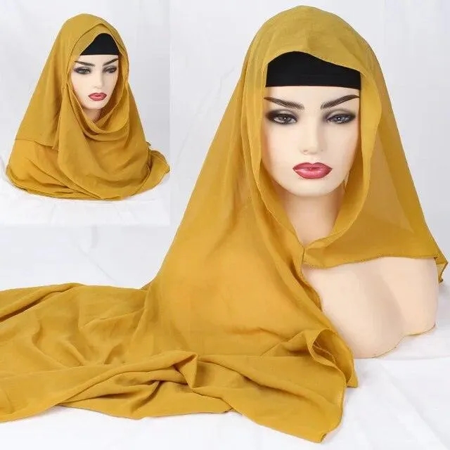 Plain Chiffon Instant Hijab Scarf  for Women