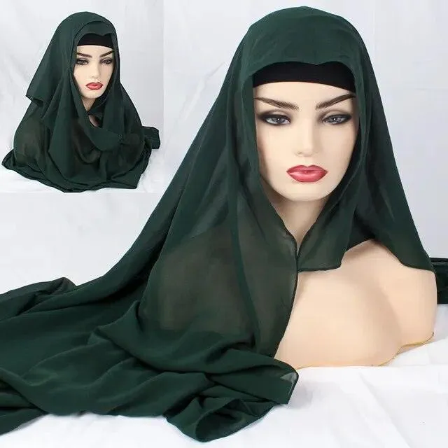 Plain Chiffon Instant Hijab Scarf  for Women