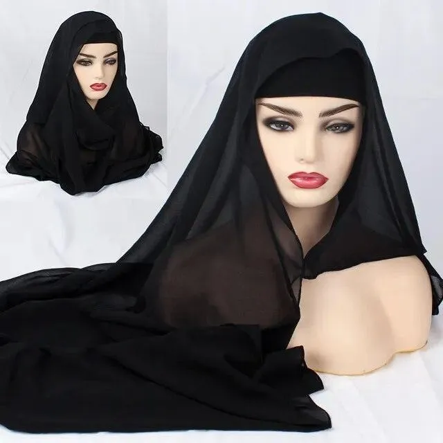 Plain Chiffon Instant Hijab Scarf  for Women