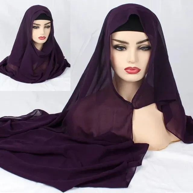 Plain Chiffon Instant Hijab Scarf  for Women