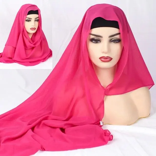 Plain Chiffon Instant Hijab Scarf  for Women