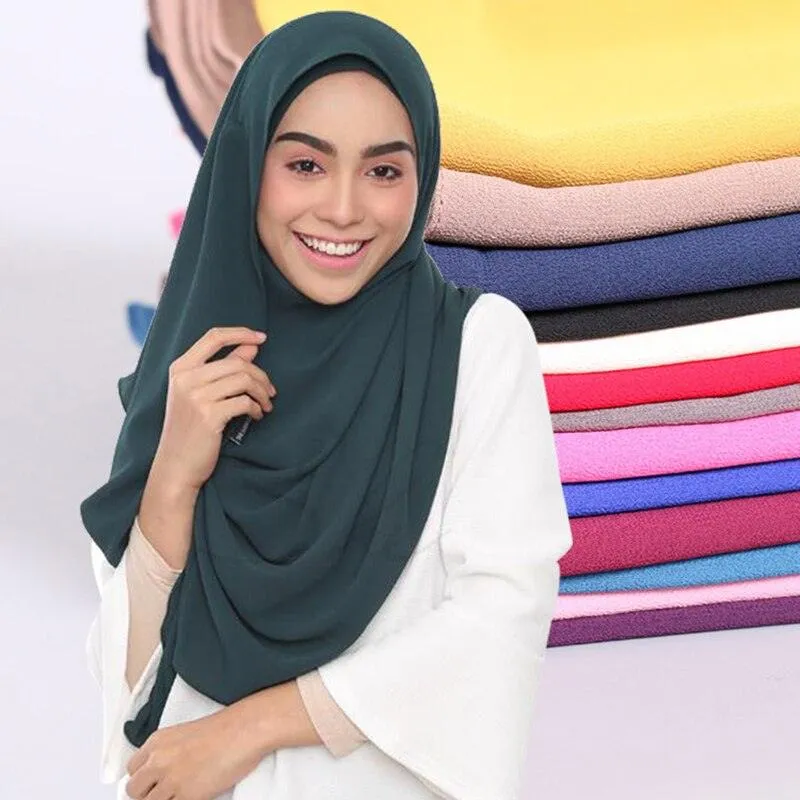 Plain Chiffon Instant Hijab Scarf  for Women