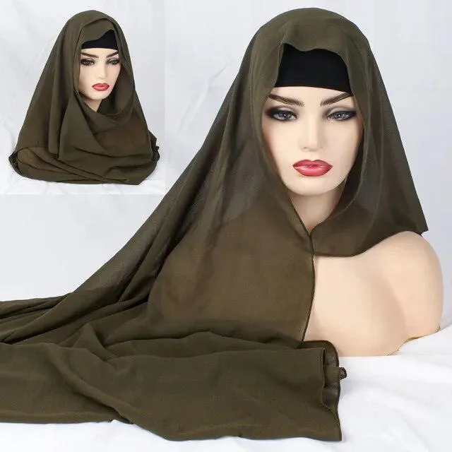 Plain Chiffon Instant Hijab Scarf  for Women