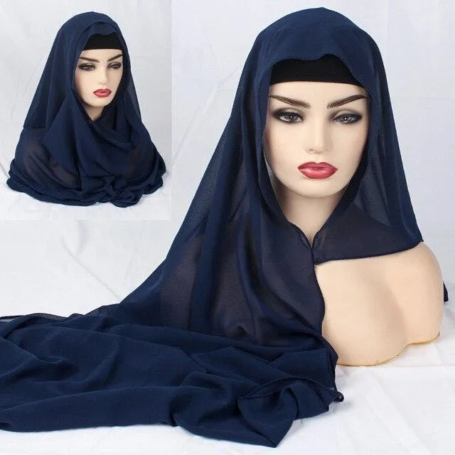 Plain Chiffon Instant Hijab Scarf  for Women