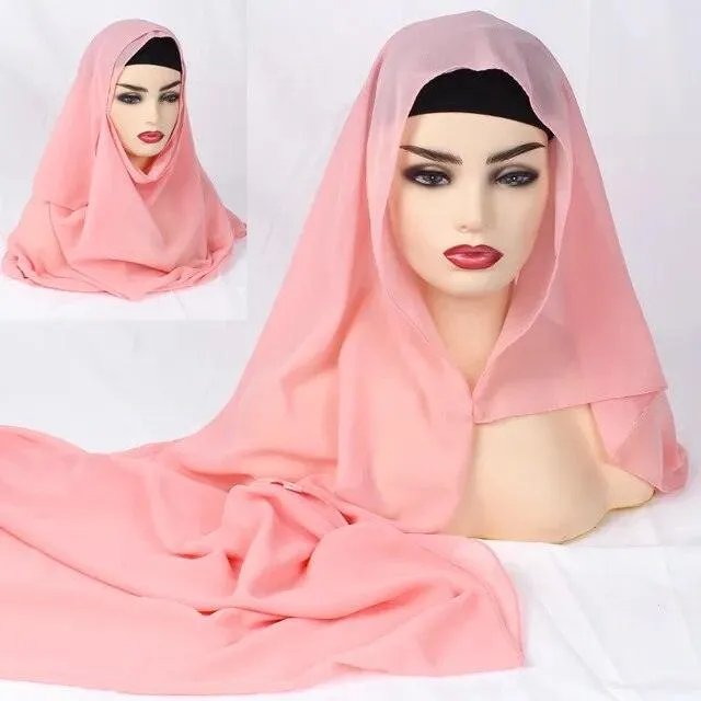 Plain Chiffon Instant Hijab Scarf  for Women