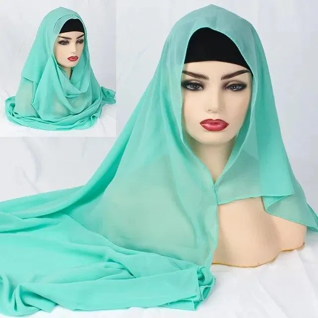 Plain Chiffon Instant Hijab Scarf  for Women