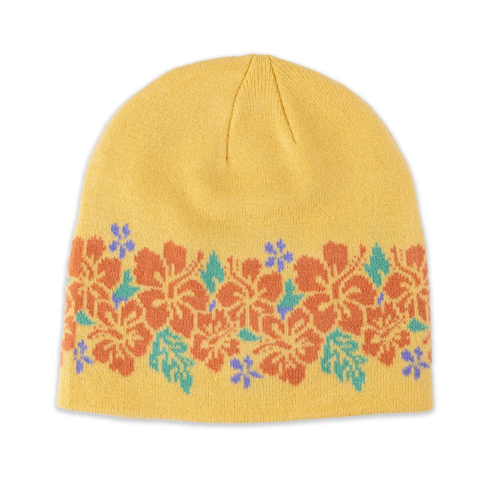 Polynesian Cultural Center "Plumeria" Knitted Beanie Cap- Yellow