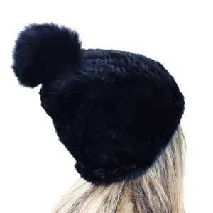 Pom Pom Mink Beanie