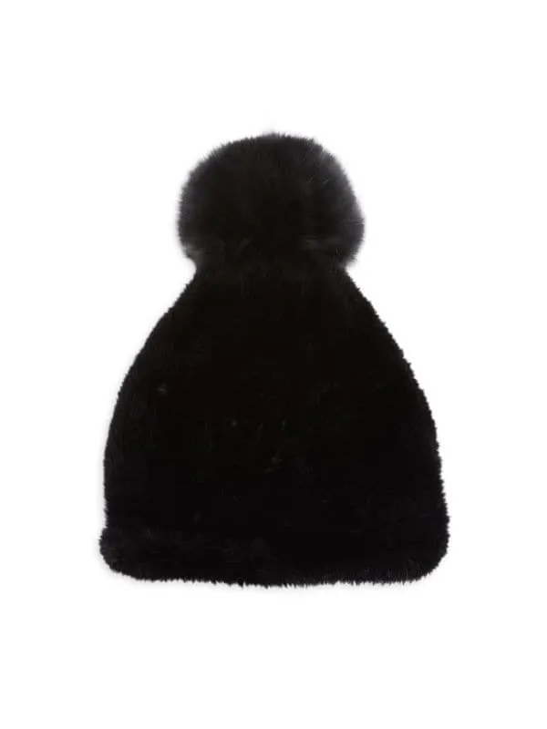 Pom Pom Mink Beanie