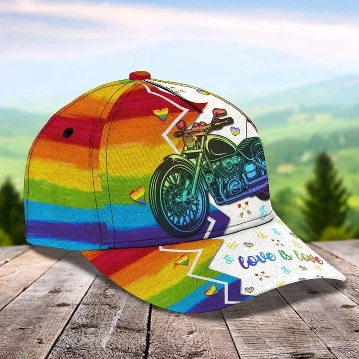 Pride Baseball 3D Cap, All For Love Biker LGBT Printing Baseball Cap Hat, 3D Printed Lgbt Hat