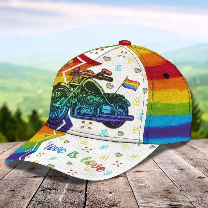 Pride Baseball 3D Cap, All For Love Biker LGBT Printing Baseball Cap Hat, 3D Printed Lgbt Hat