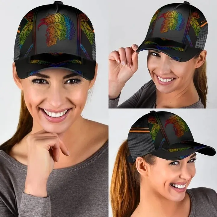 Pride Cap For Lesbian, Gaymer Gifts, Skull Warrior Rainbow Lgbt Printing Baseball Cap Hat