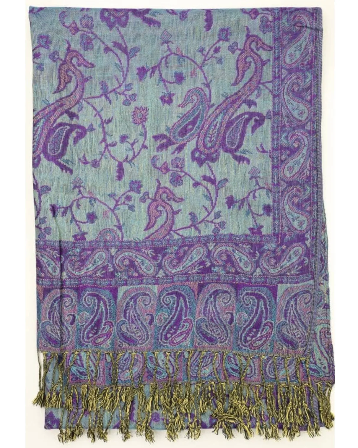 Purple & Turquoise Reversible Paisley Rave Pashmina