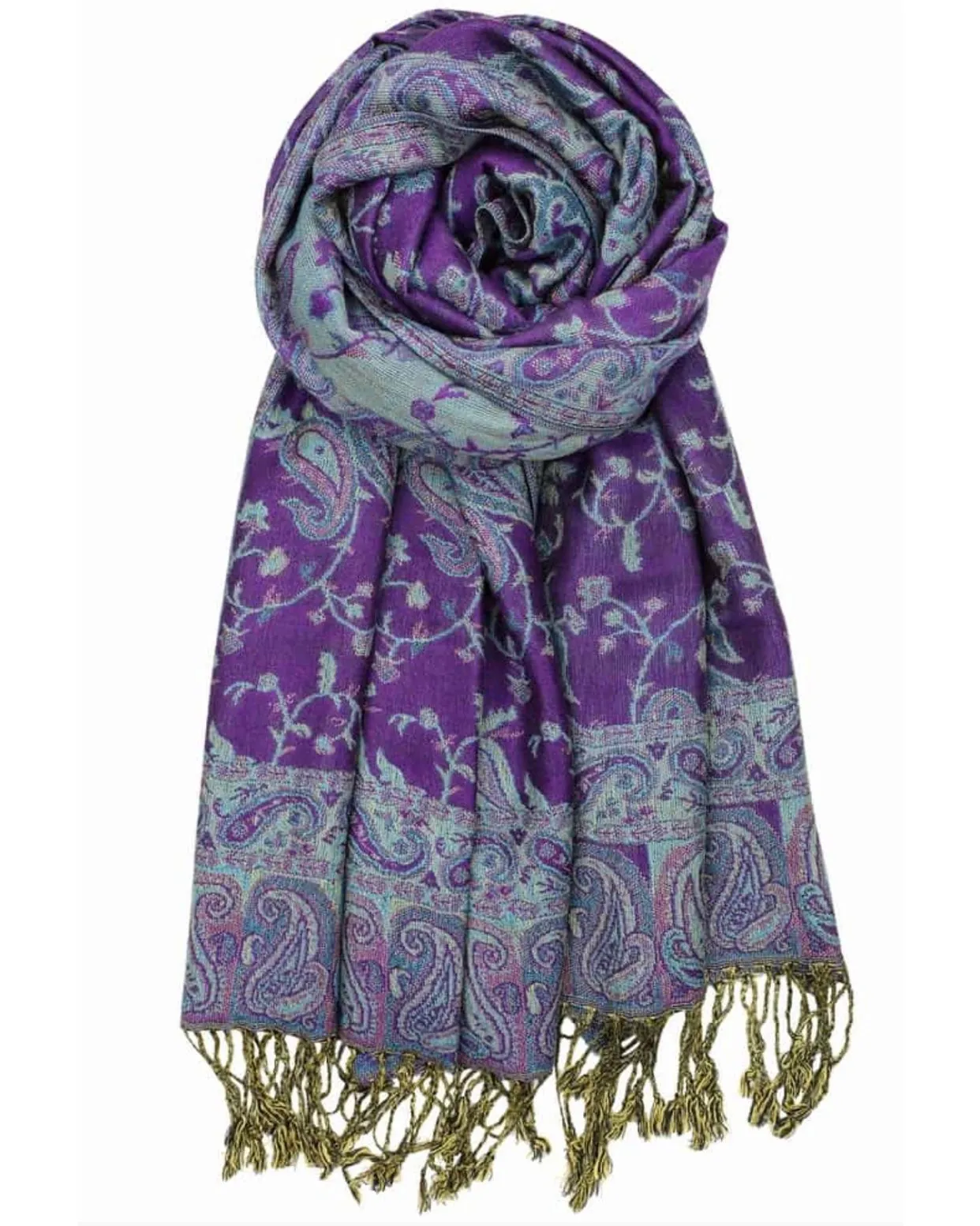 Purple & Turquoise Reversible Paisley Rave Pashmina