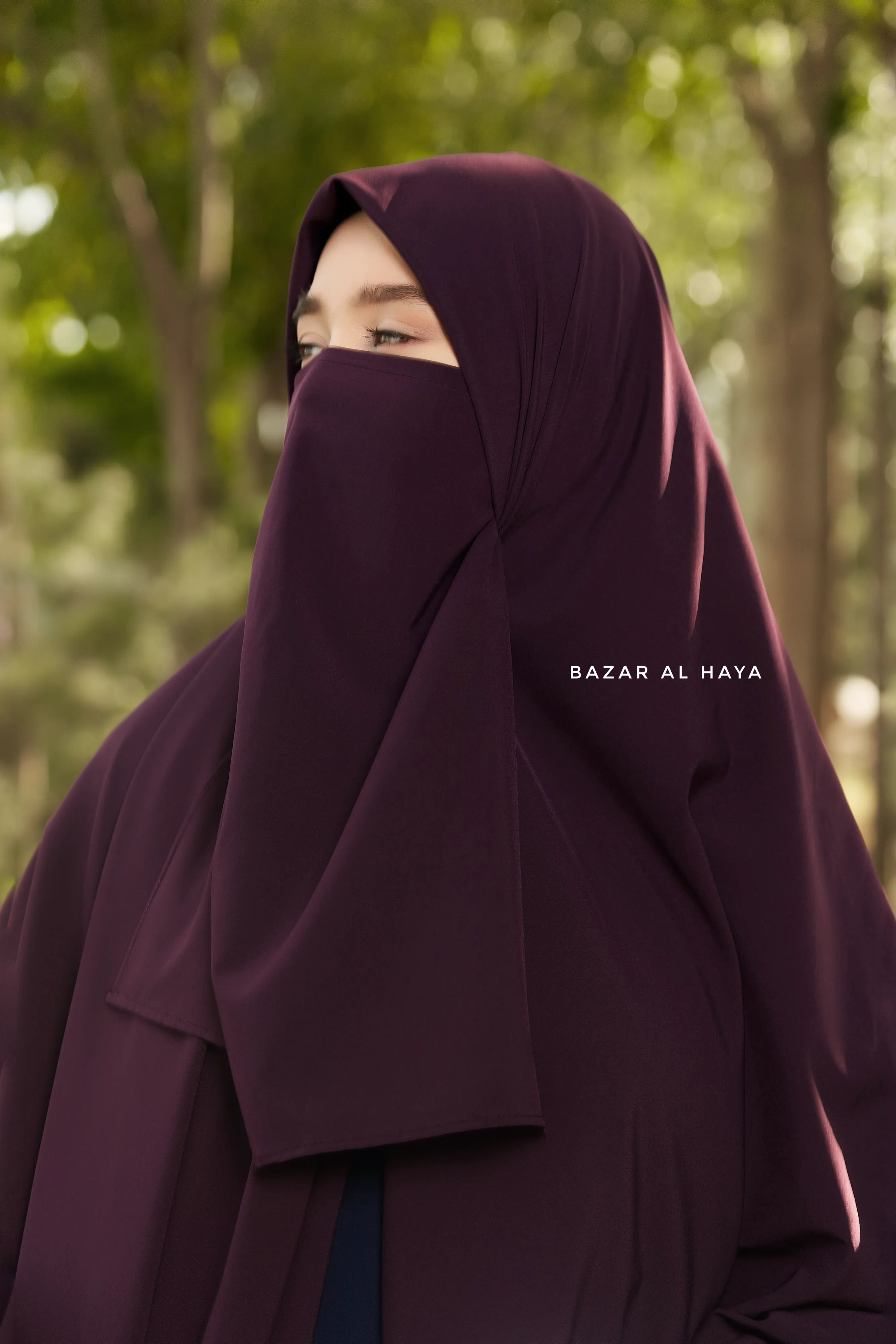 Purple Square Scarf With Half Niqab Set - Super Breathable - Quality