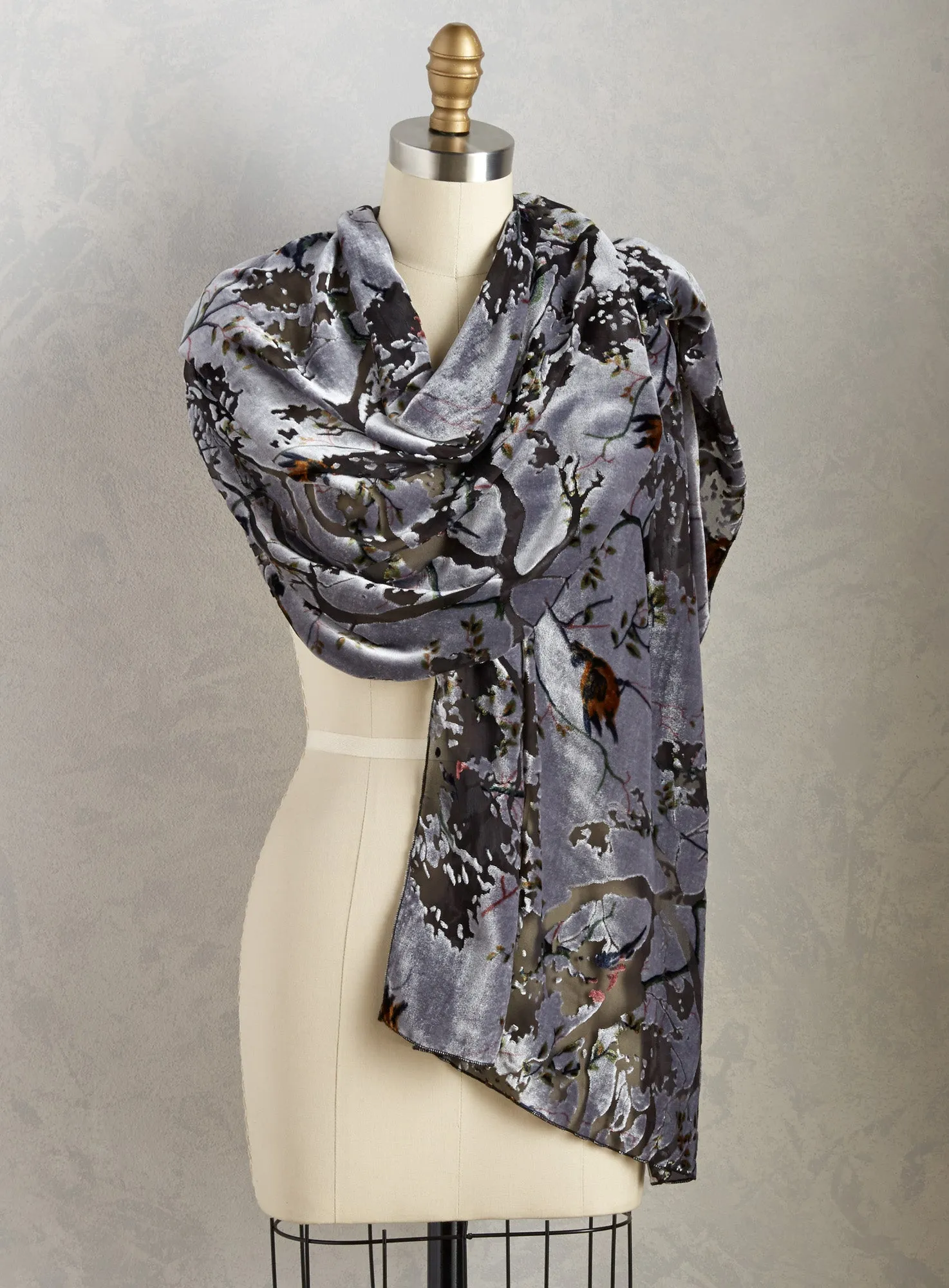 Quiet Mist Silk Velvet Scarf