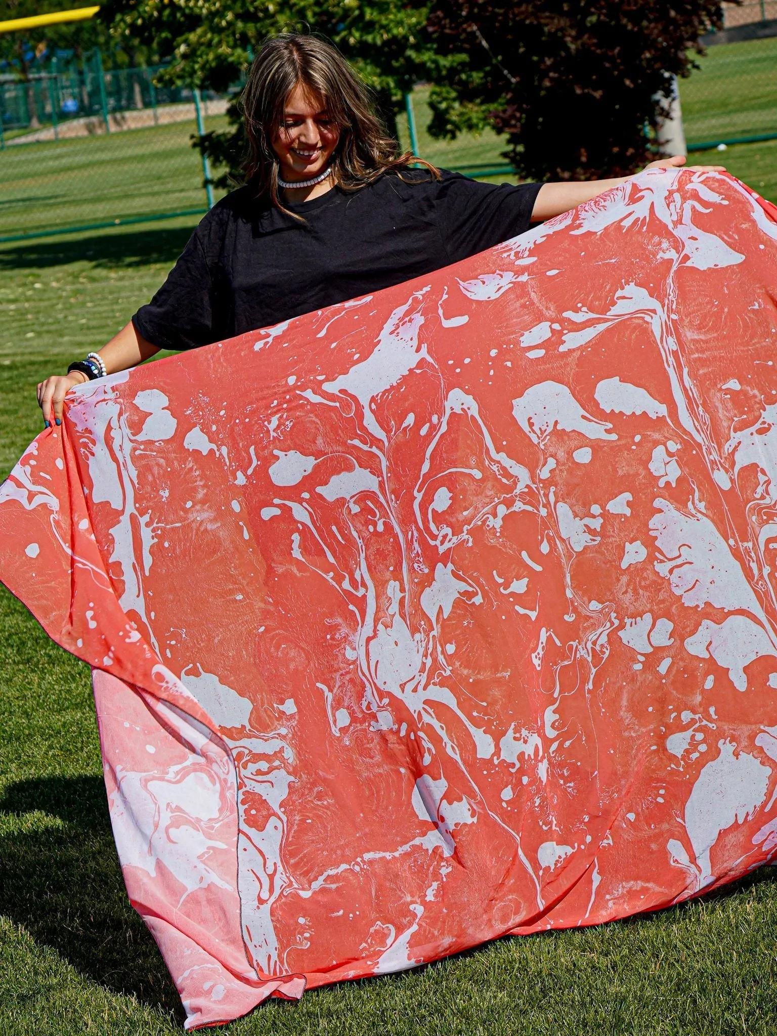 Red Marble Chiffon Sarong