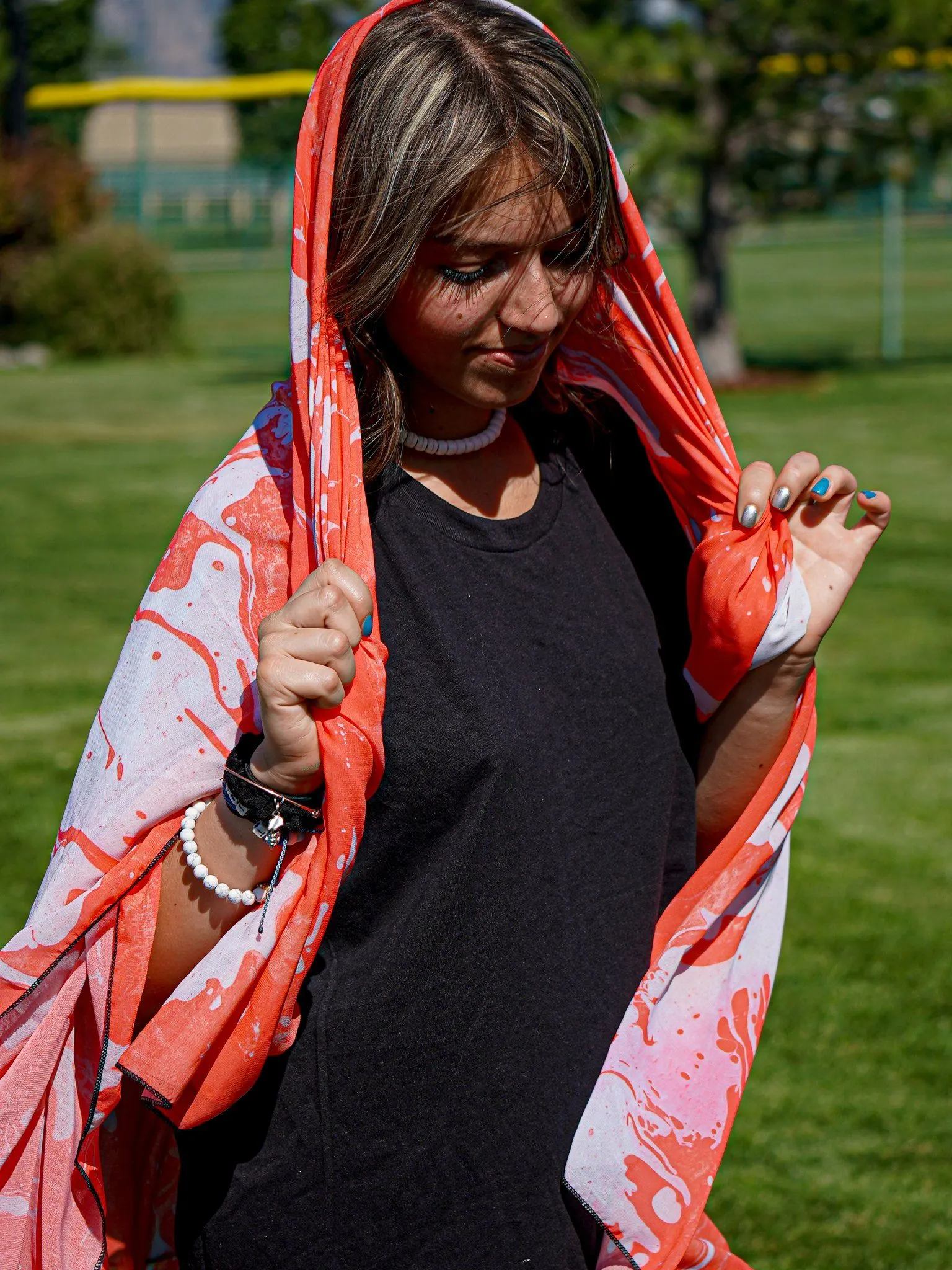 Red Marble Chiffon Sarong