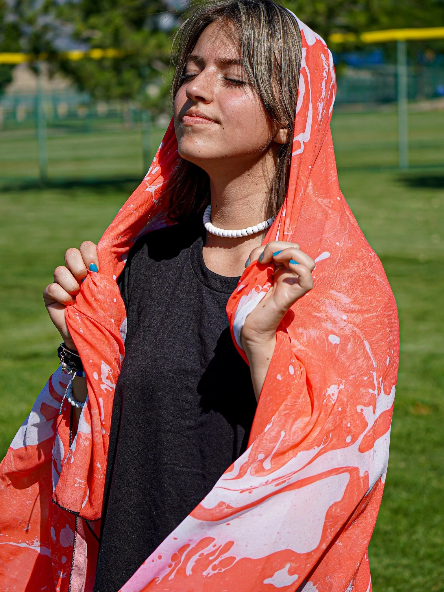 Red Marble Chiffon Sarong