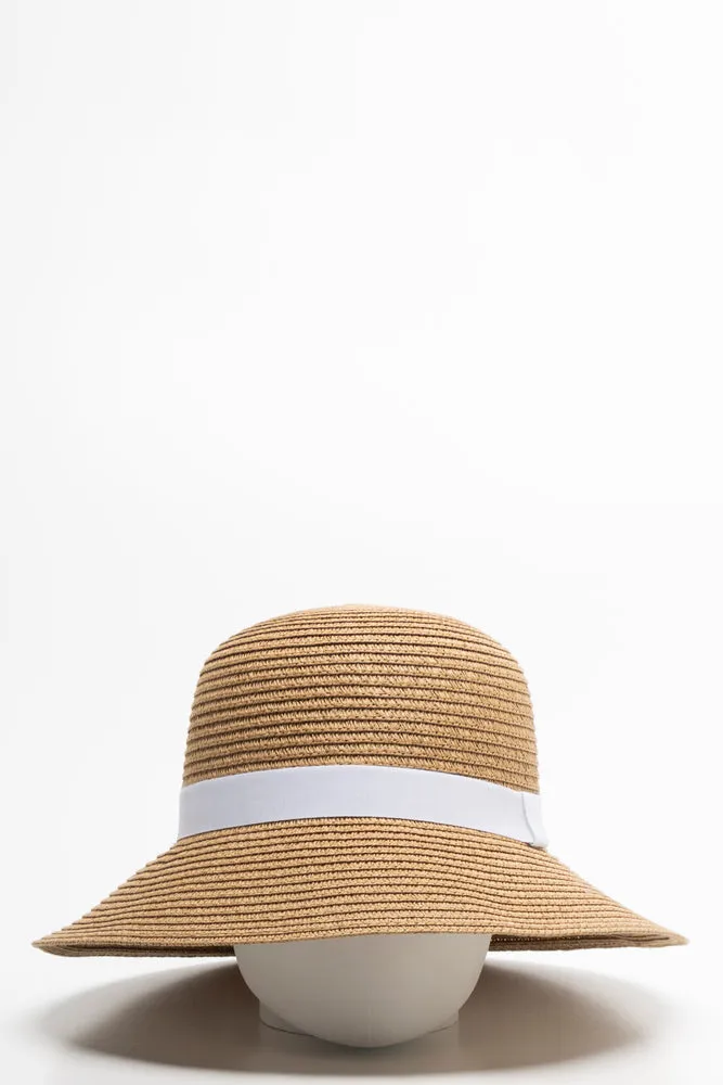 Ribbon Floppy Sunhat Natural And White