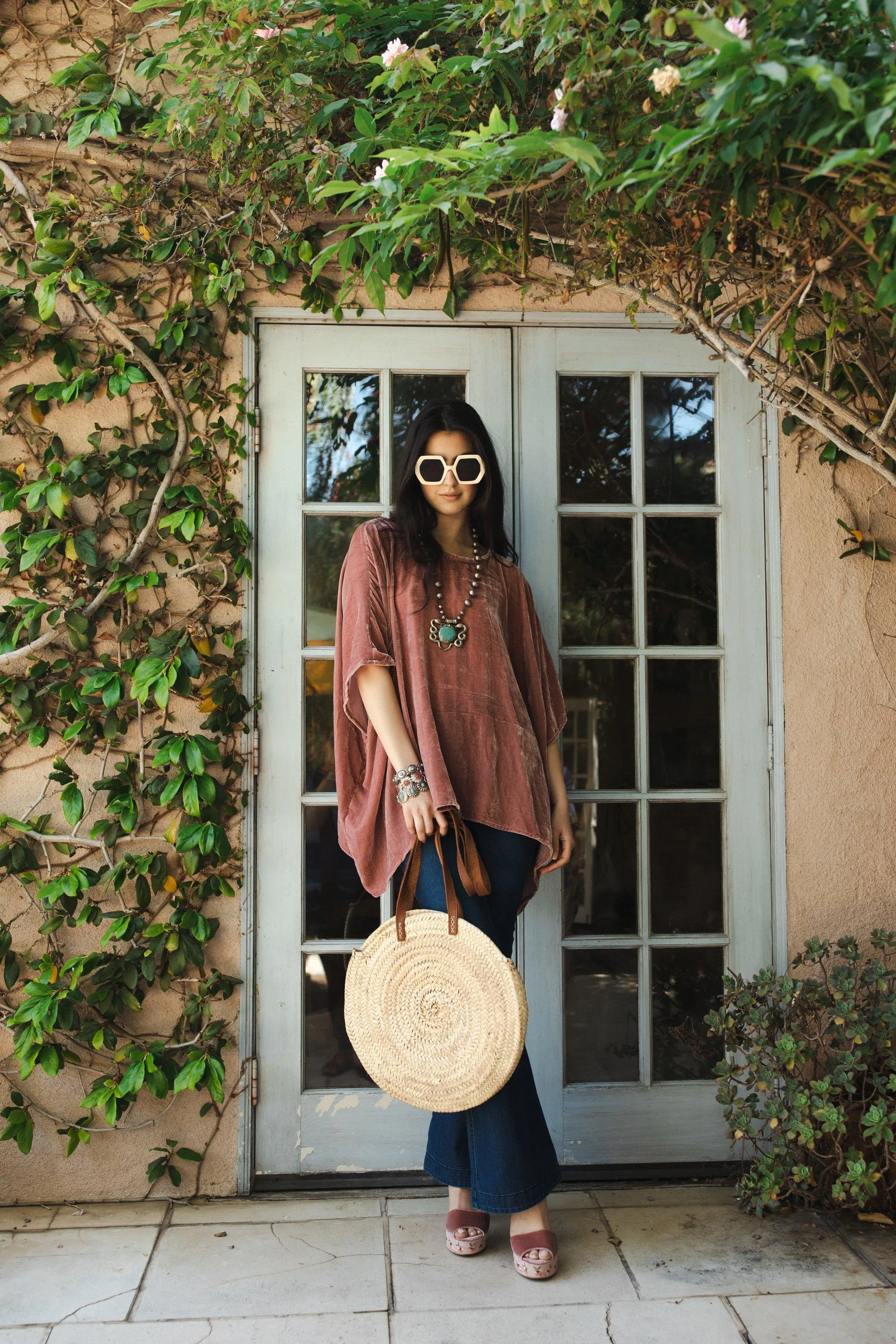 Rose Silk Velvet Scarf Top