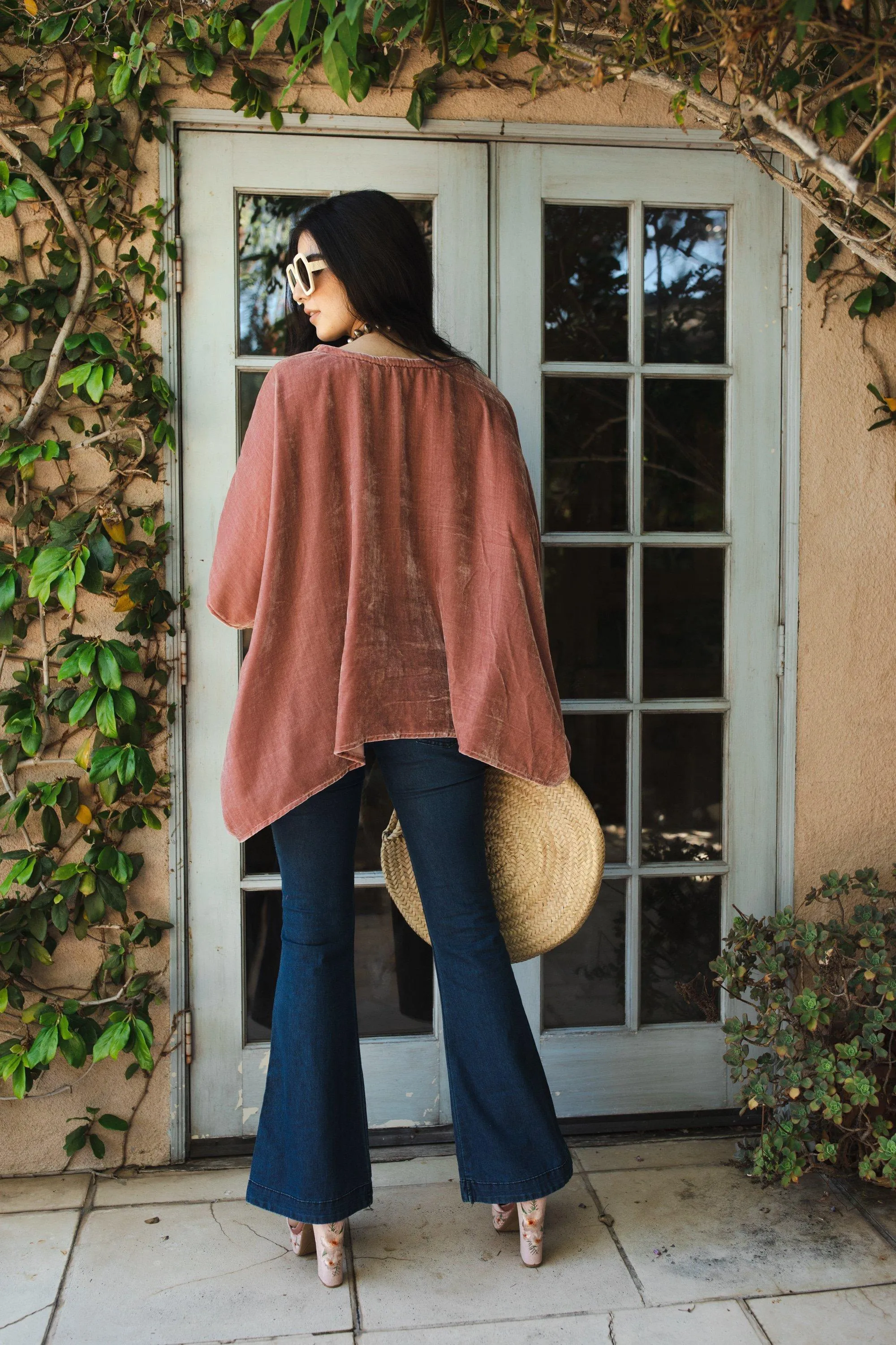 Rose Silk Velvet Scarf Top