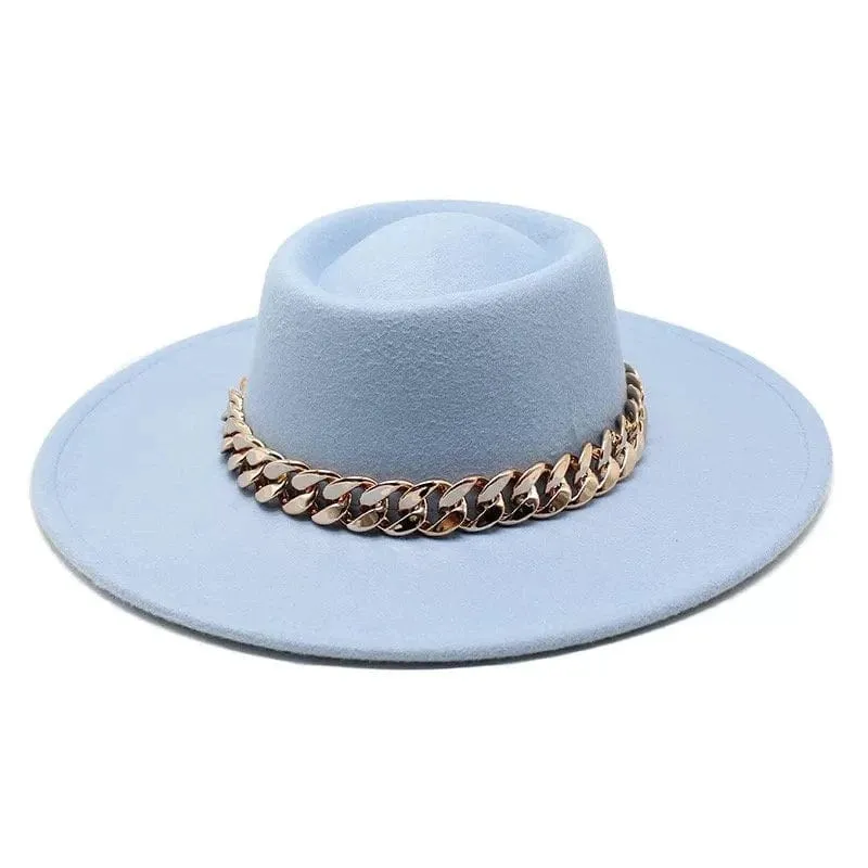 Round Brim Fedora with Chain