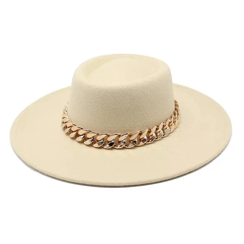 Round Brim Fedora with Chain