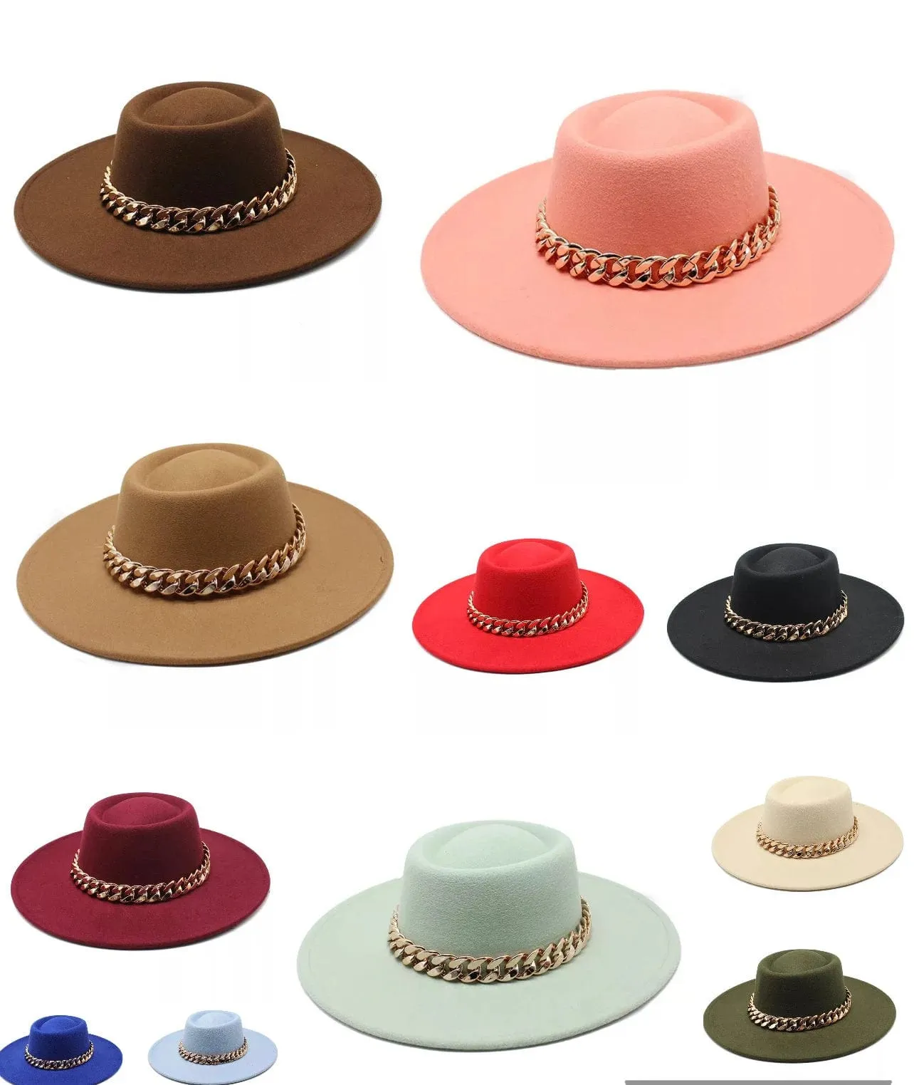 Round Brim Fedora with Chain