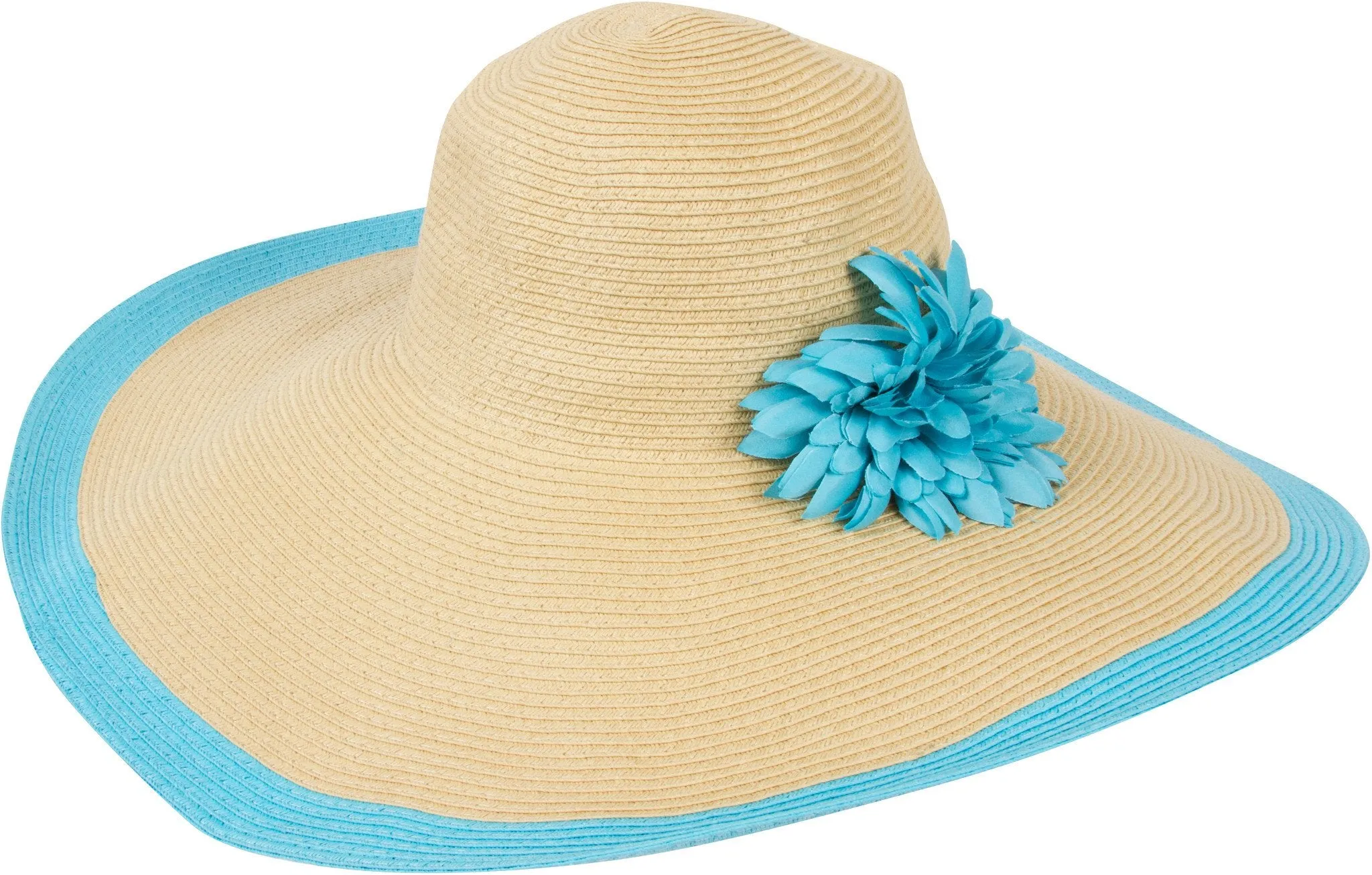 Sakkas Floral Floppy Hat With Bright Striped Brim Accent