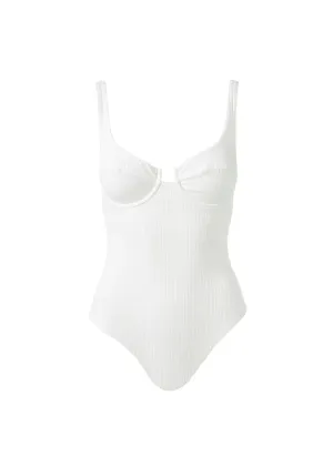 Sanremo White Ribbed Swimsuit