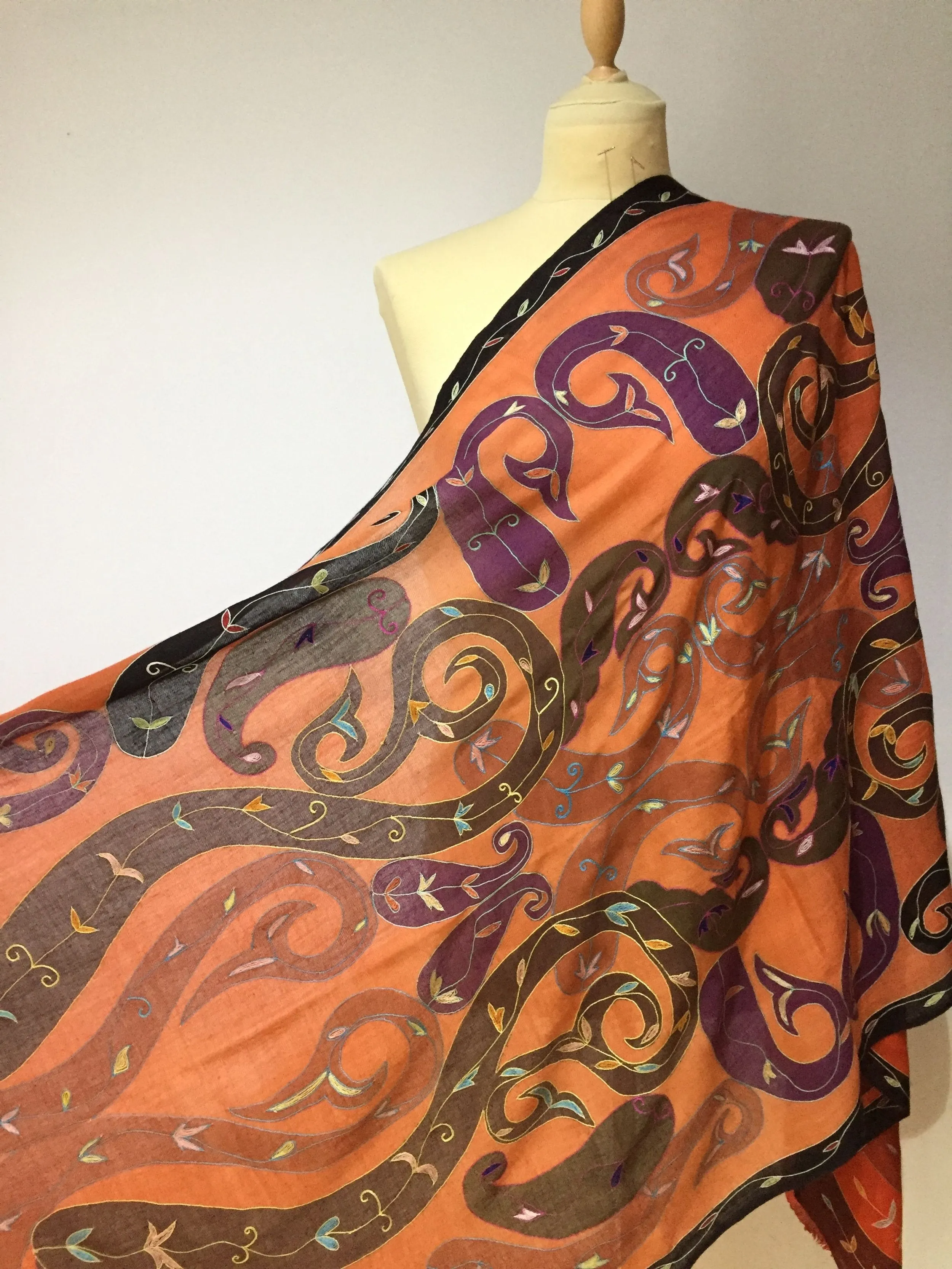 Shipra Brown Kalamkari Pashmina Scarf