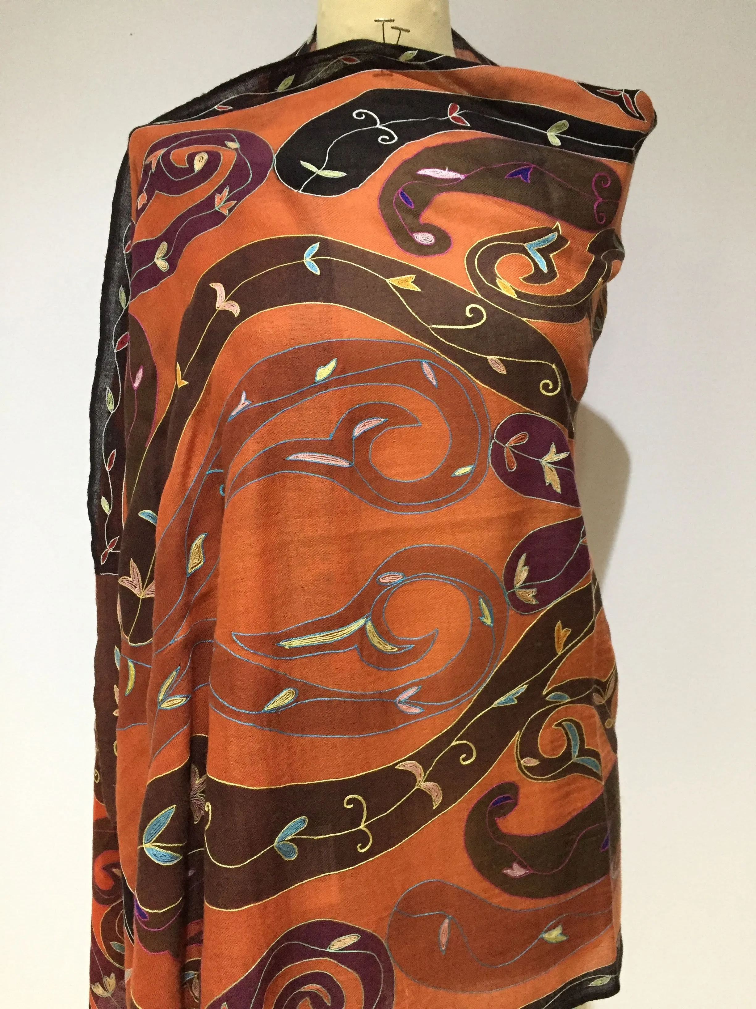 Shipra Brown Kalamkari Pashmina Scarf