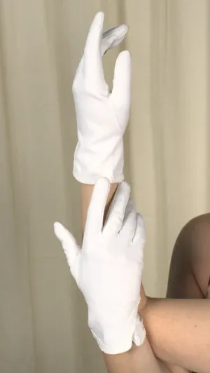 Short Emb Wrist White Gloves