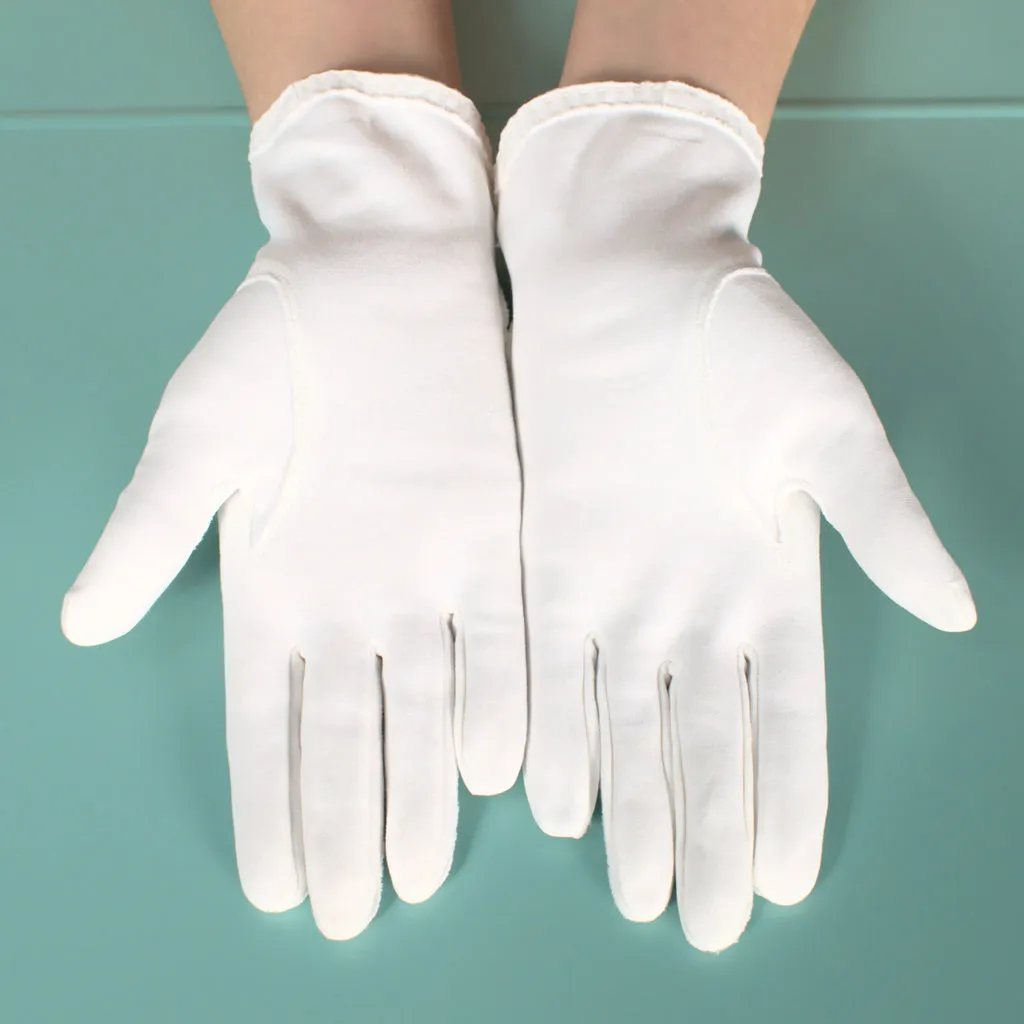 Short Emb Wrist White Gloves