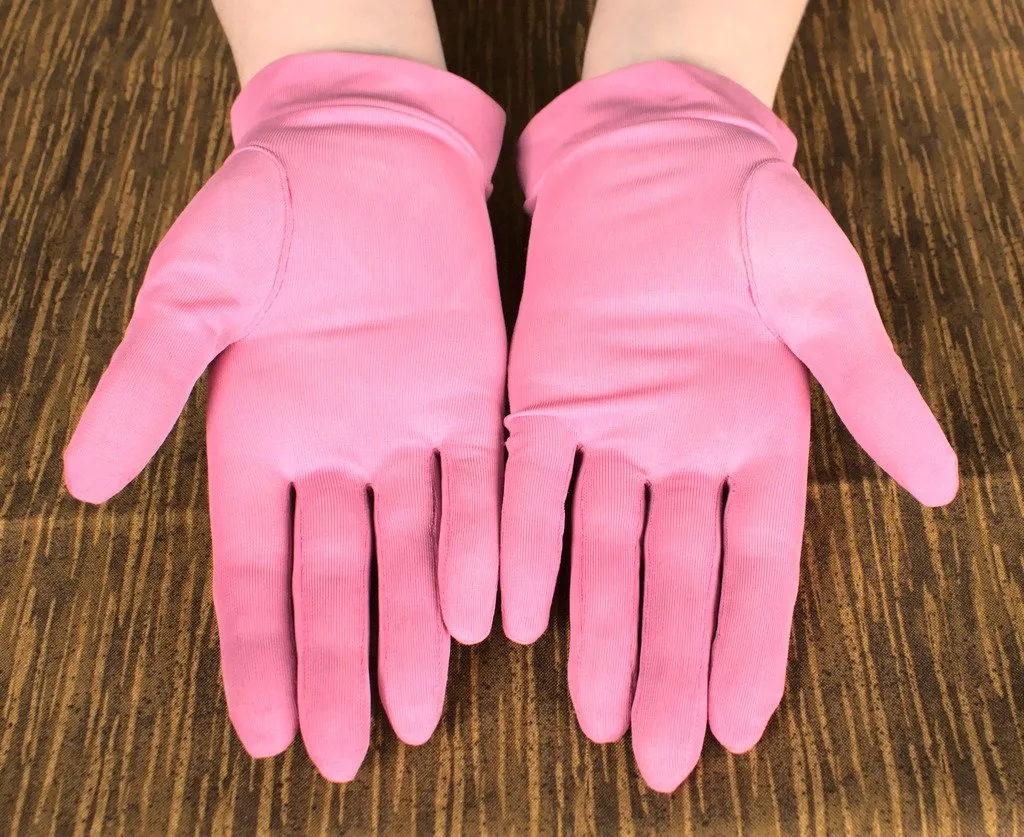 Short Pink Embroidered Gloves