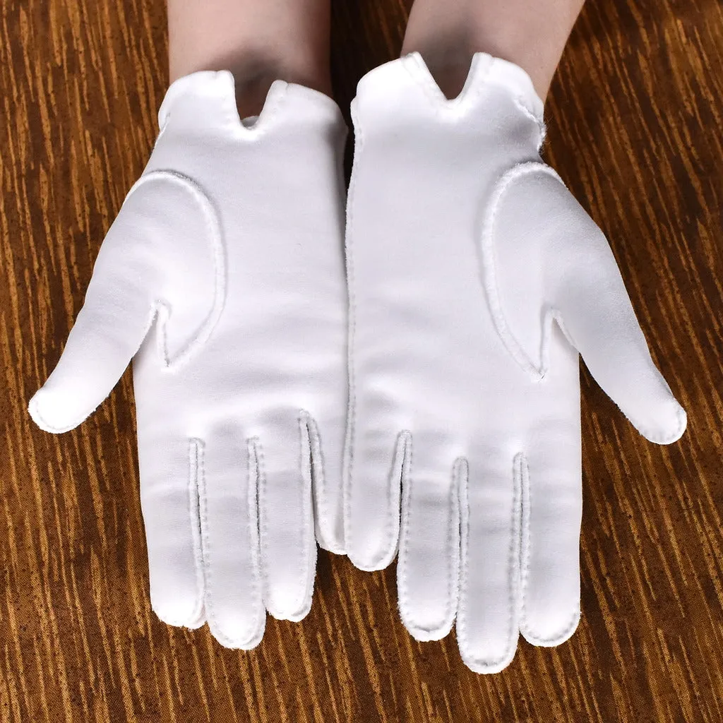 Short White Squiggle Vintage Gloves