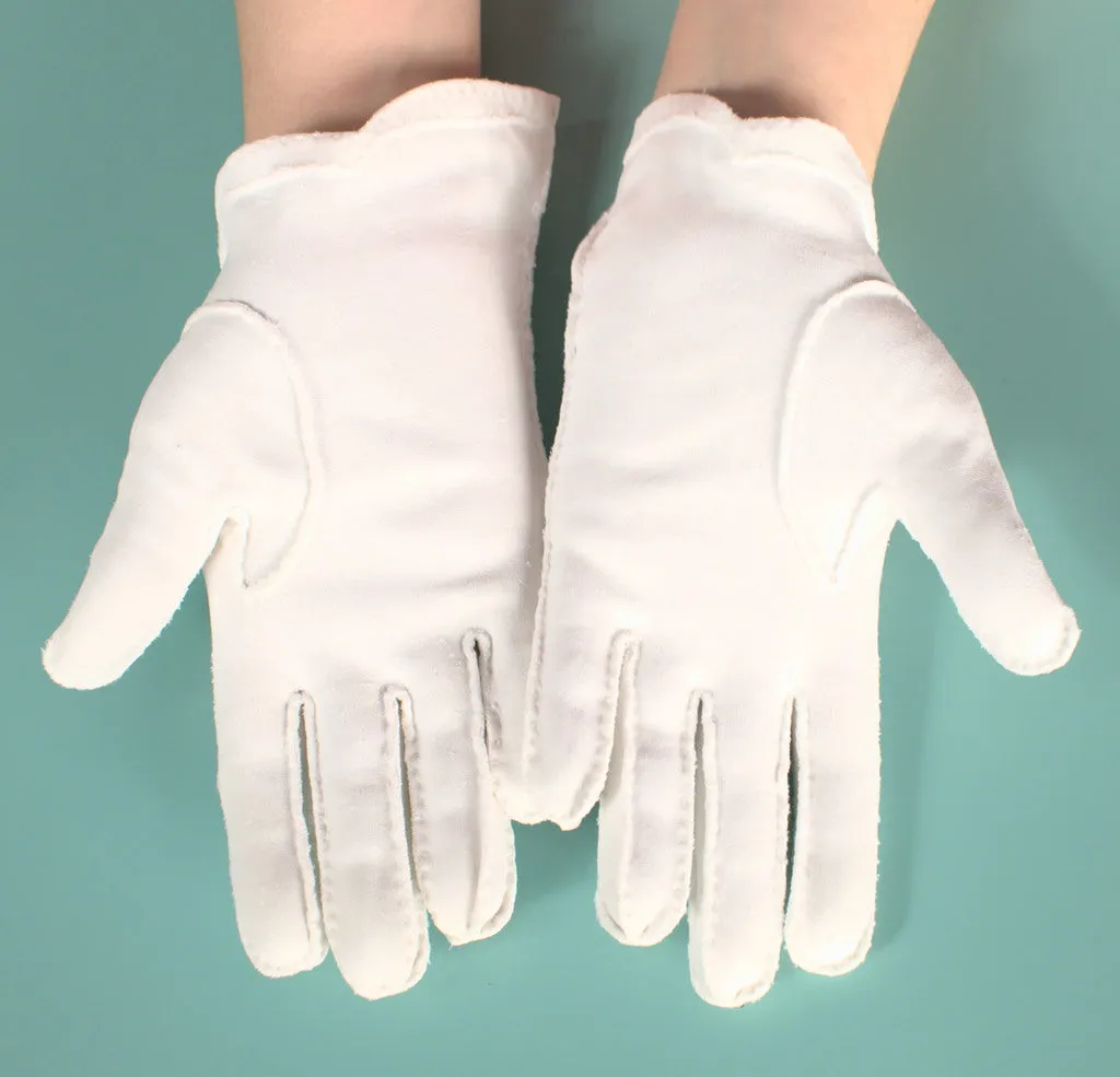 Short White Swirl Gloves