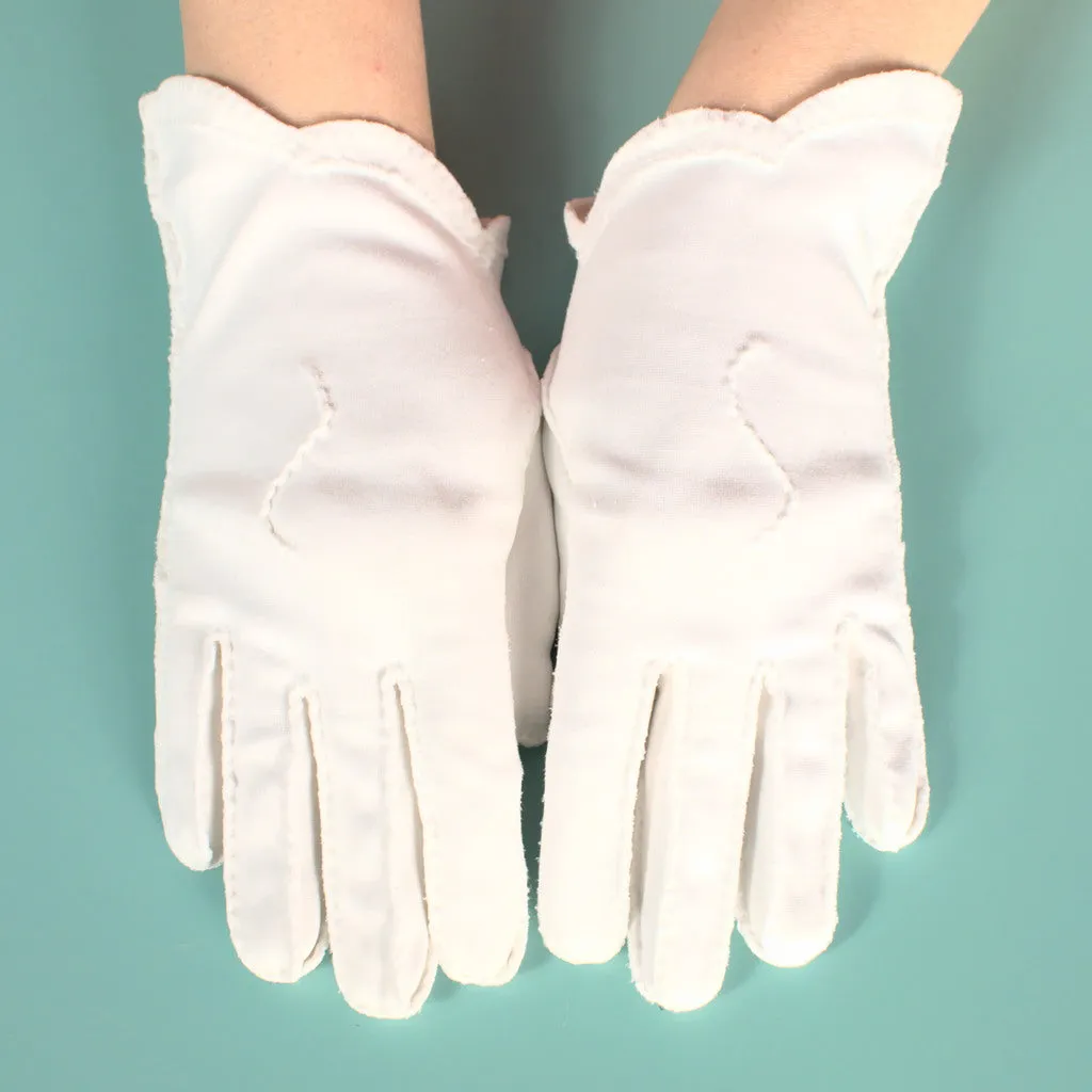 Short White Swirl Gloves