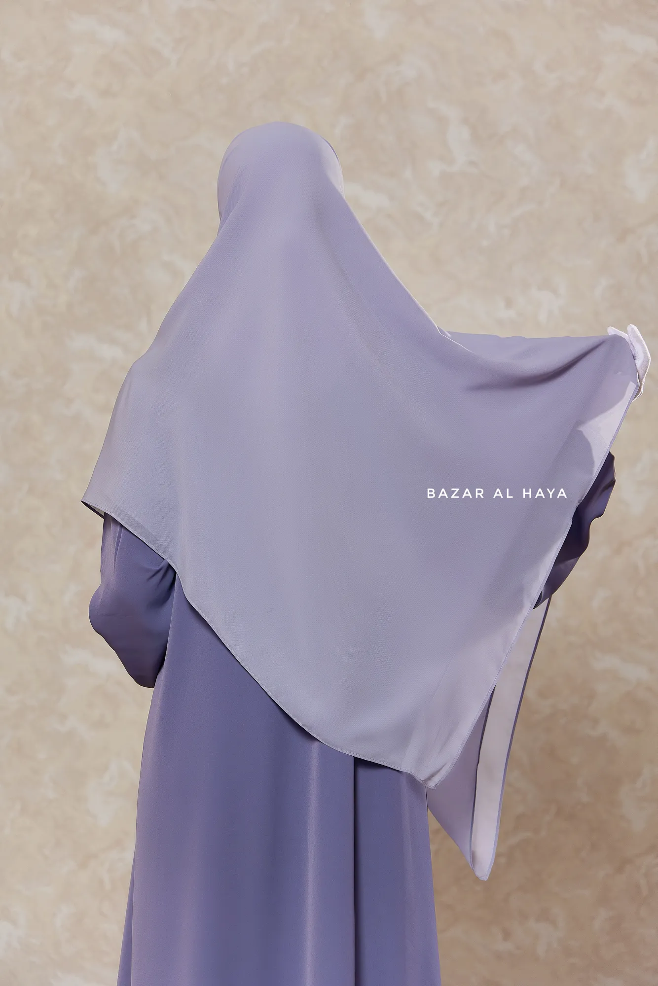 Silver Square Scarf With Half Niqab Set - Super Breathable - Quality