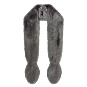 Slim Vixen Faux Fur Scarf in Steel Grey