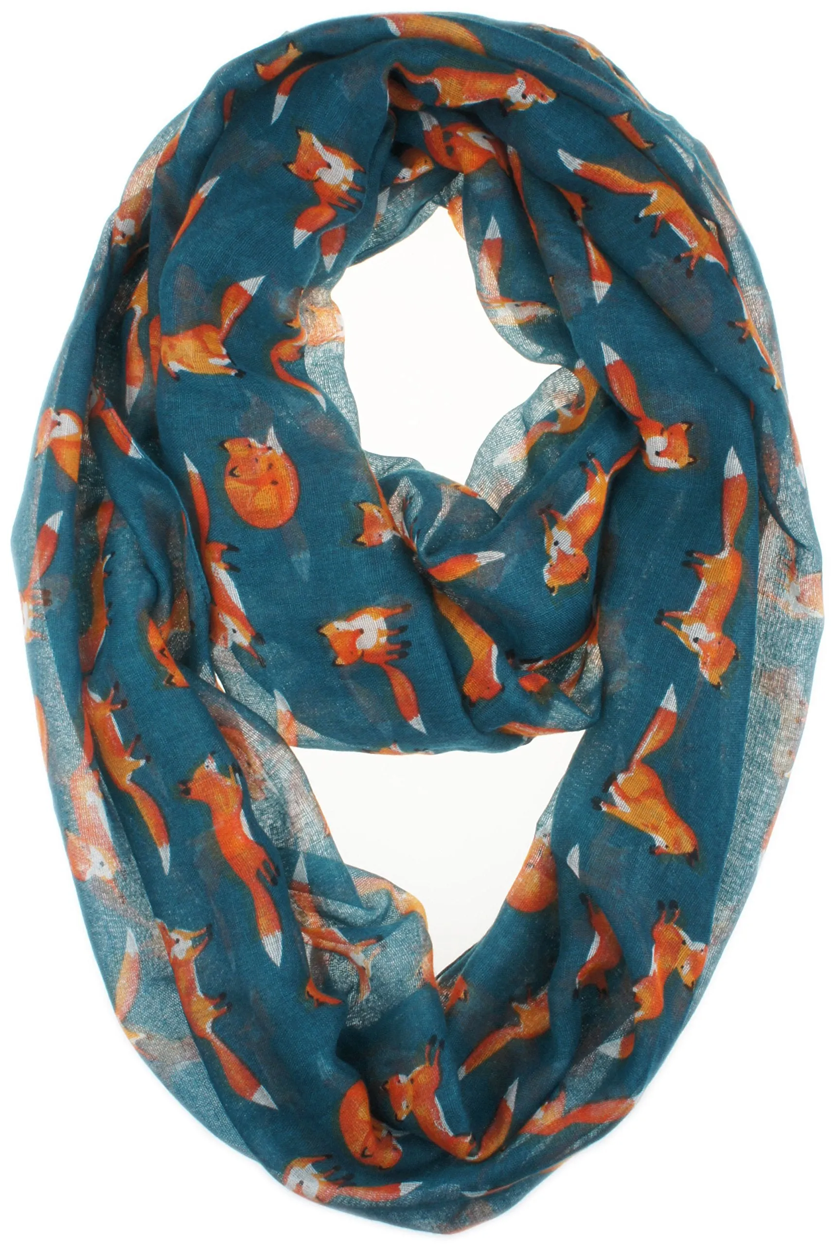 Soft Light Weight Cartoon Fox Sheer Infinity Scarf