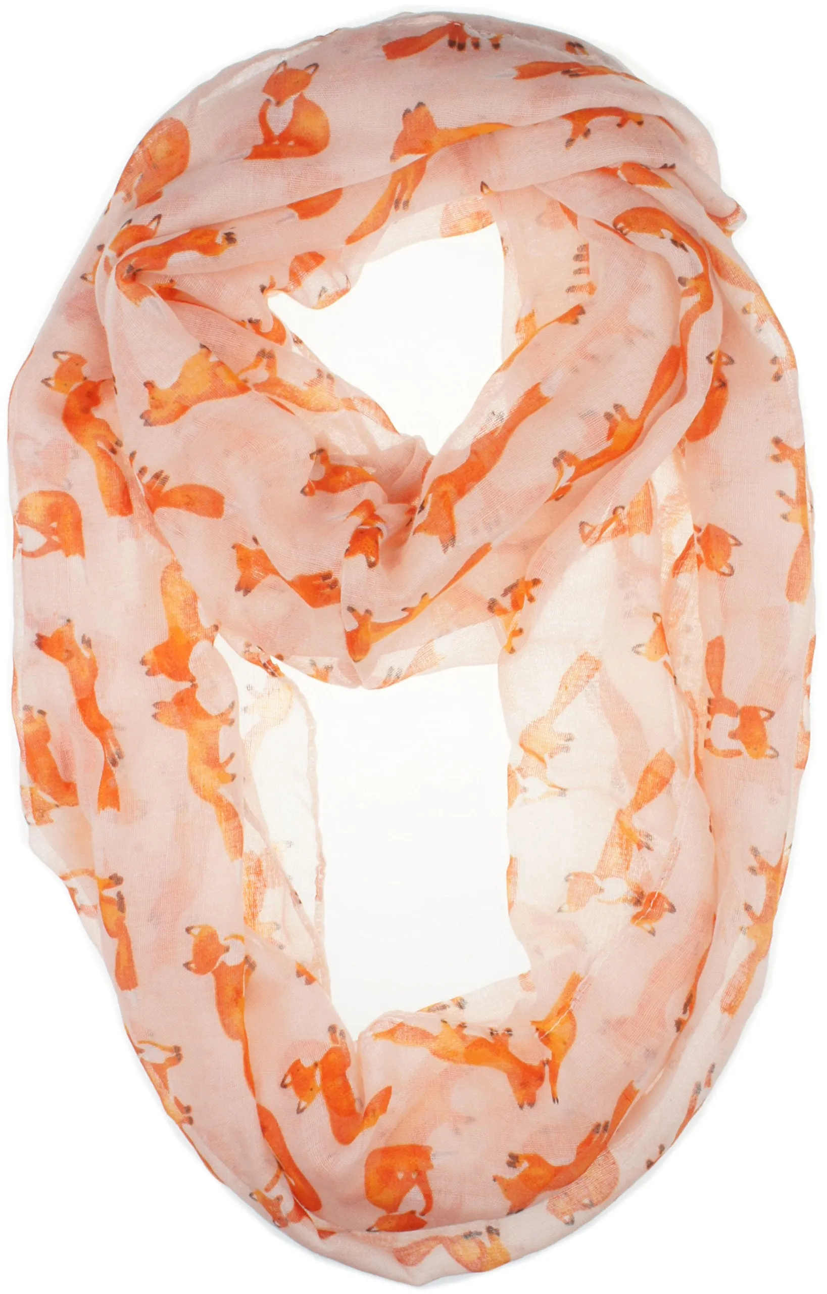 Soft Light Weight Cartoon Fox Sheer Infinity Scarf