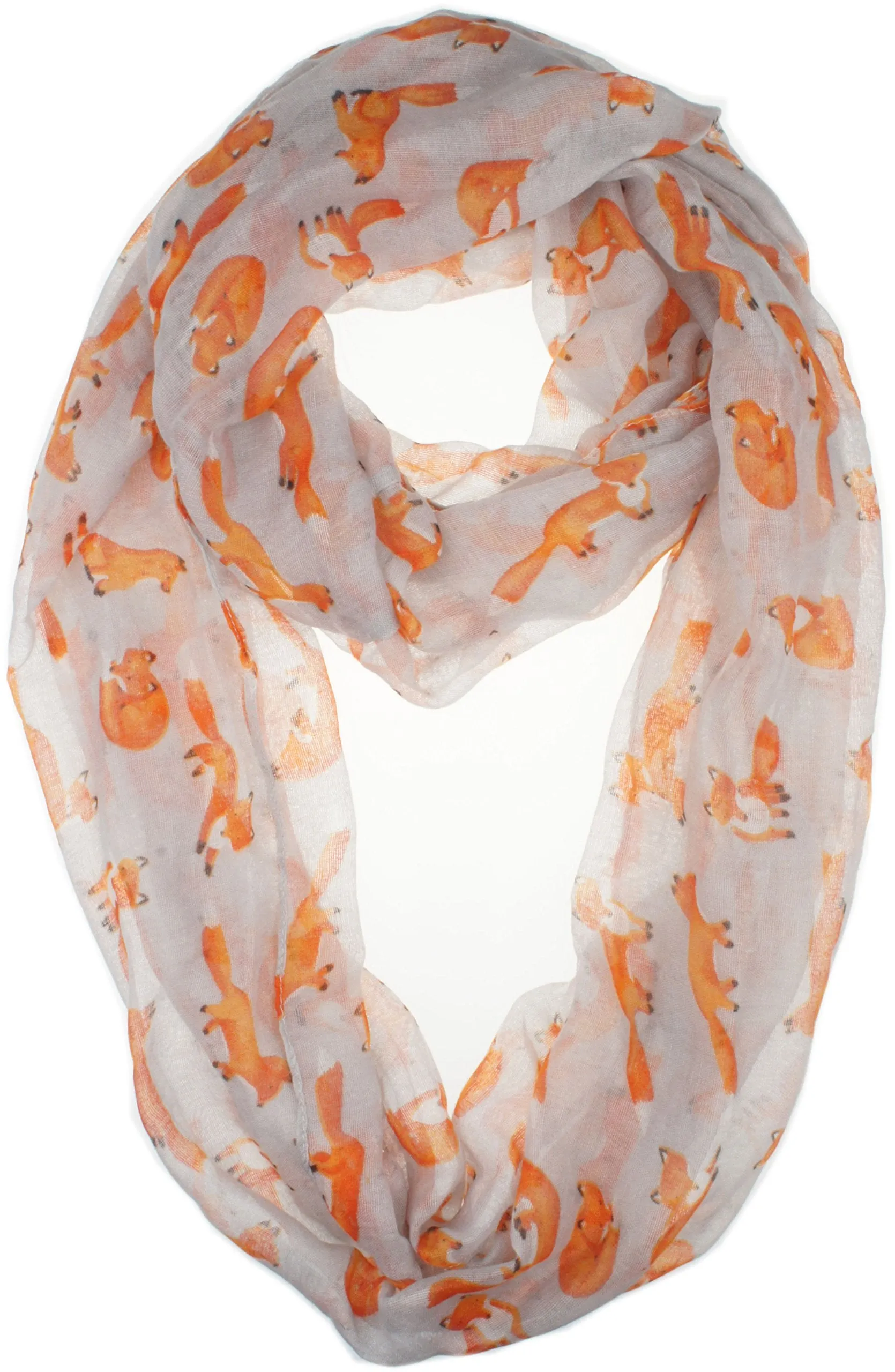 Soft Light Weight Cartoon Fox Sheer Infinity Scarf