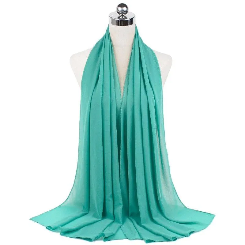 Solid Color Muslim Chiffon Scarf Hijab Headband for Women